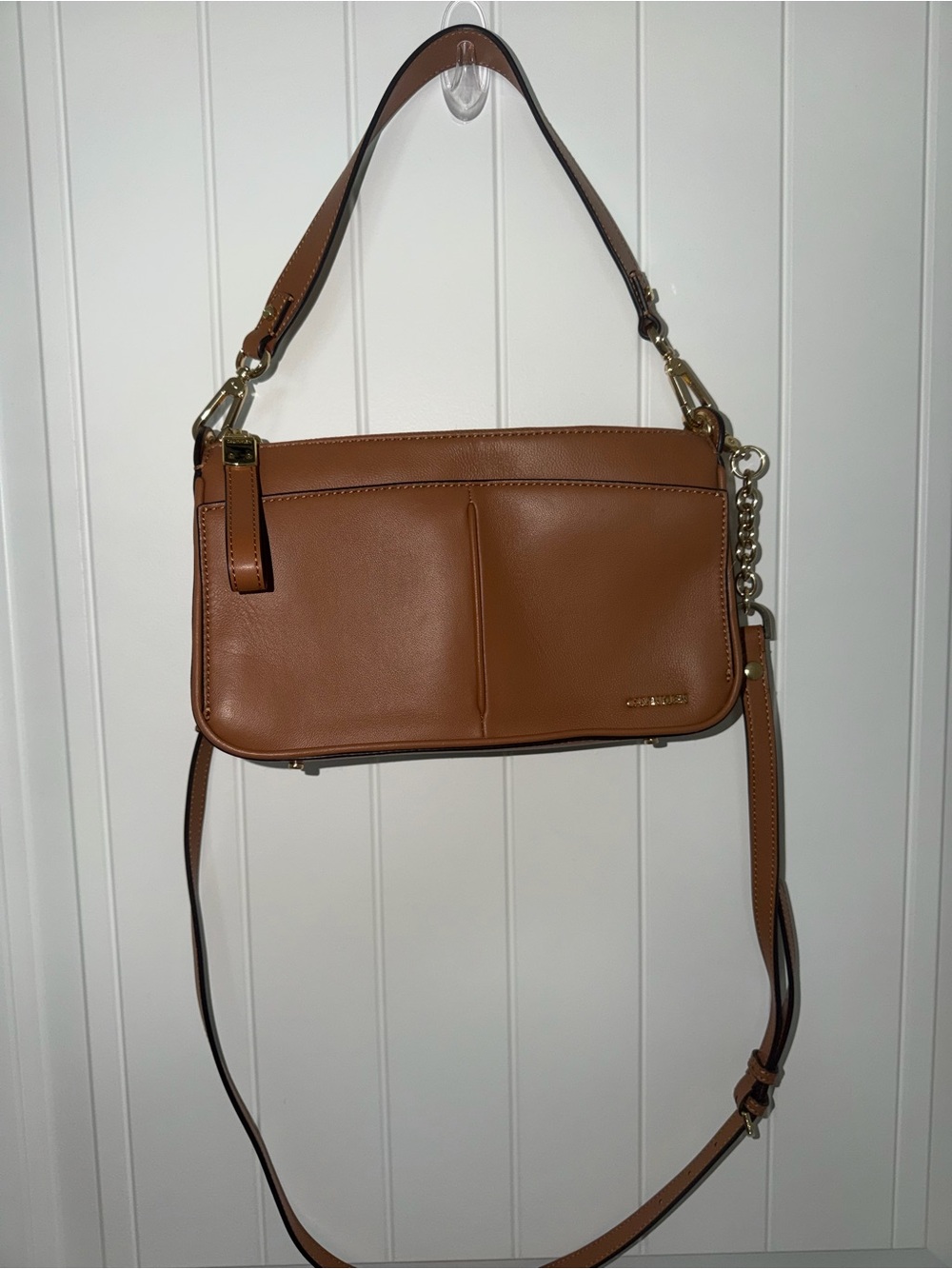 Calvin Klein Brown Leather Crossbody Bag with Gold Hardware
